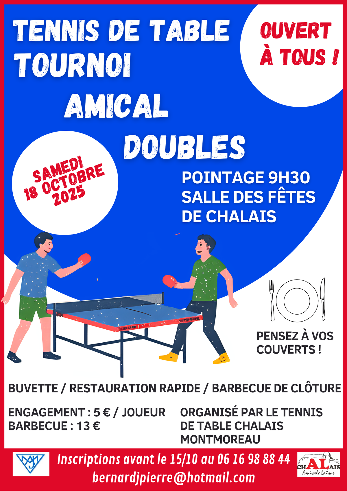 REGLEMENT   TOURNOI  DE  DOUBLES – 18 OCTOBRE 2025