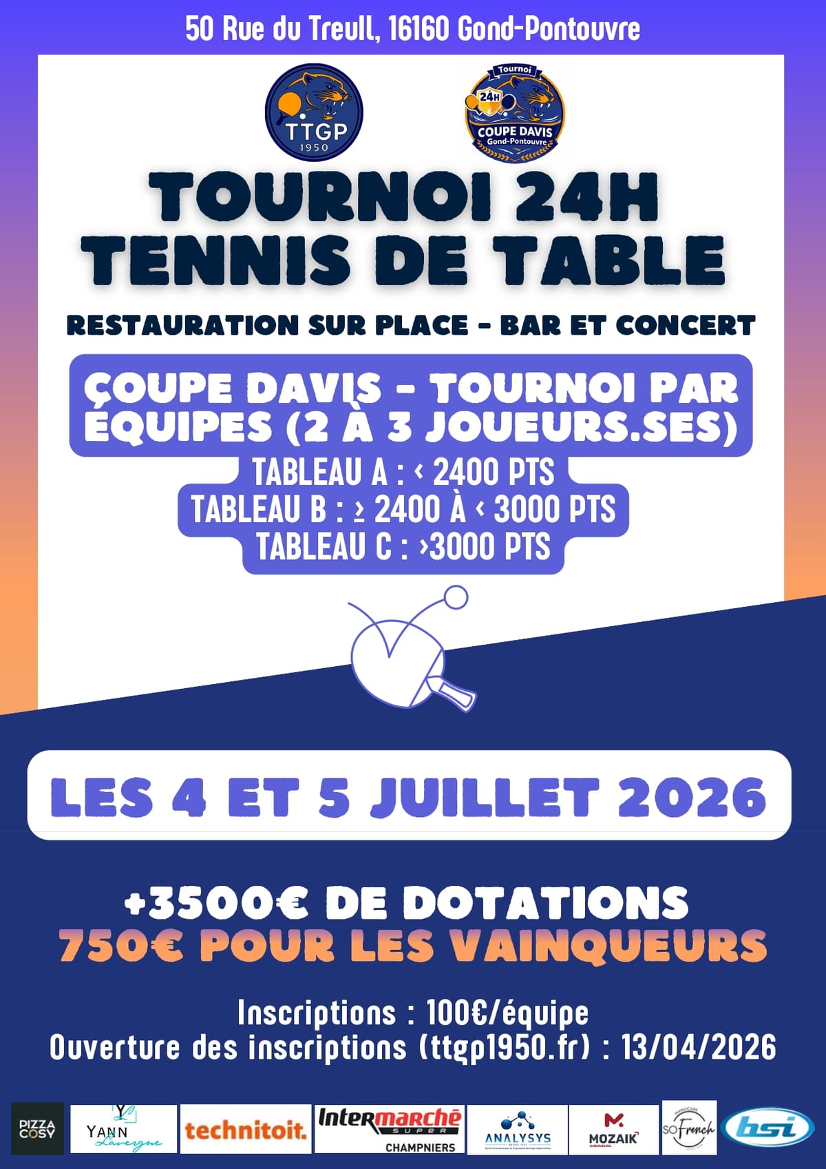 Tournoi 24h- Samedi 4 et Dimanche 5 Juillet 2026