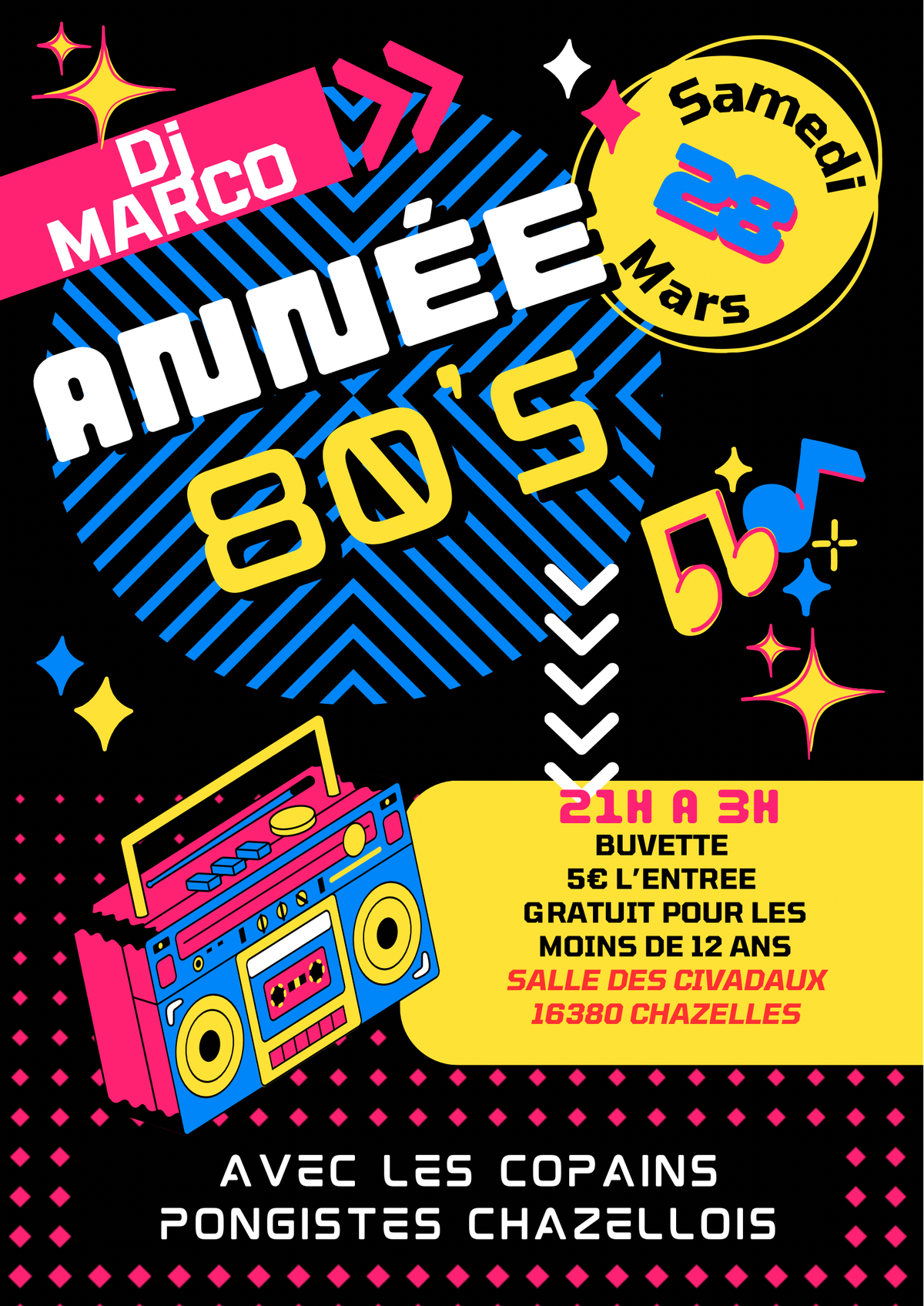 Soirée Années 80 - Samedi 28 Mars - Chazelles
