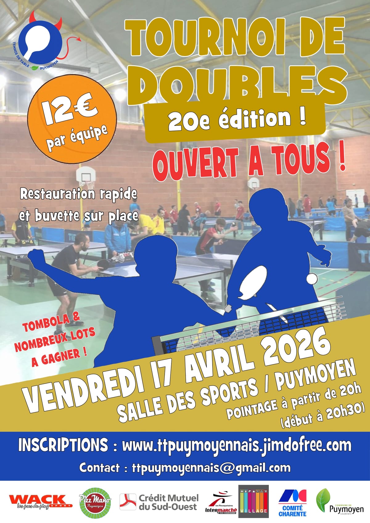 Tournoi de Doubles - Vendredi 17 Avril 2026 - Puymoyen