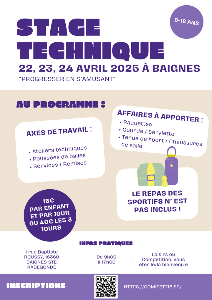 Stage Jeunes de perfectionnement - AVRIL