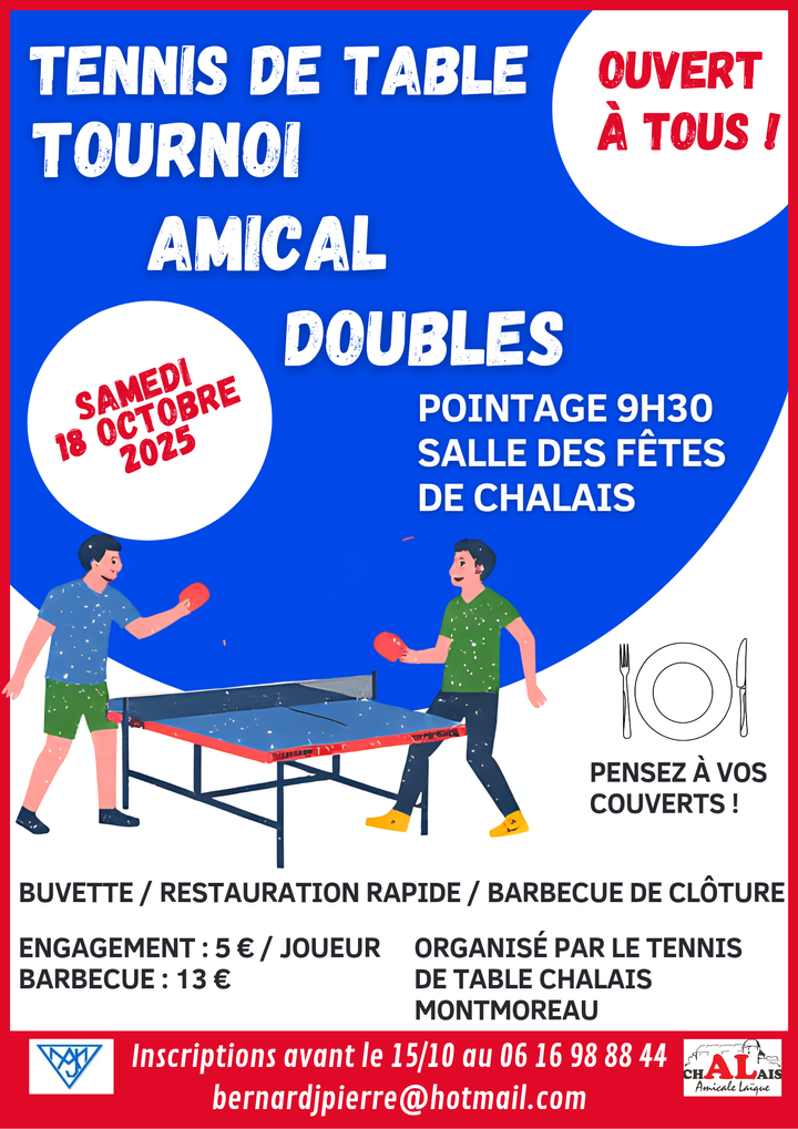 REGLEMENT   TOURNOI  DE  DOUBLES – 18 OCTOBRE 2025