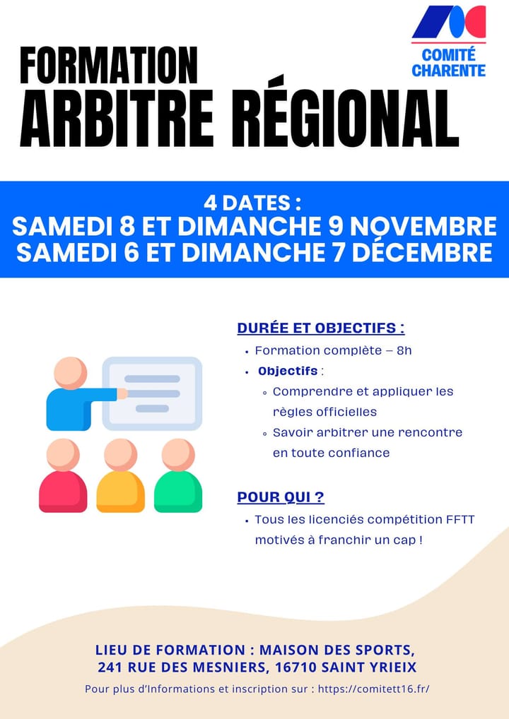 🎓 Devenez Arbitre Régional – Formations 2025 en Charente