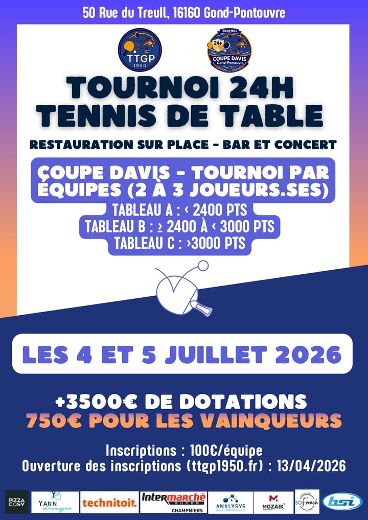 Tournoi 24h- Samedi 4 et Dimanche 5 Juillet 2026